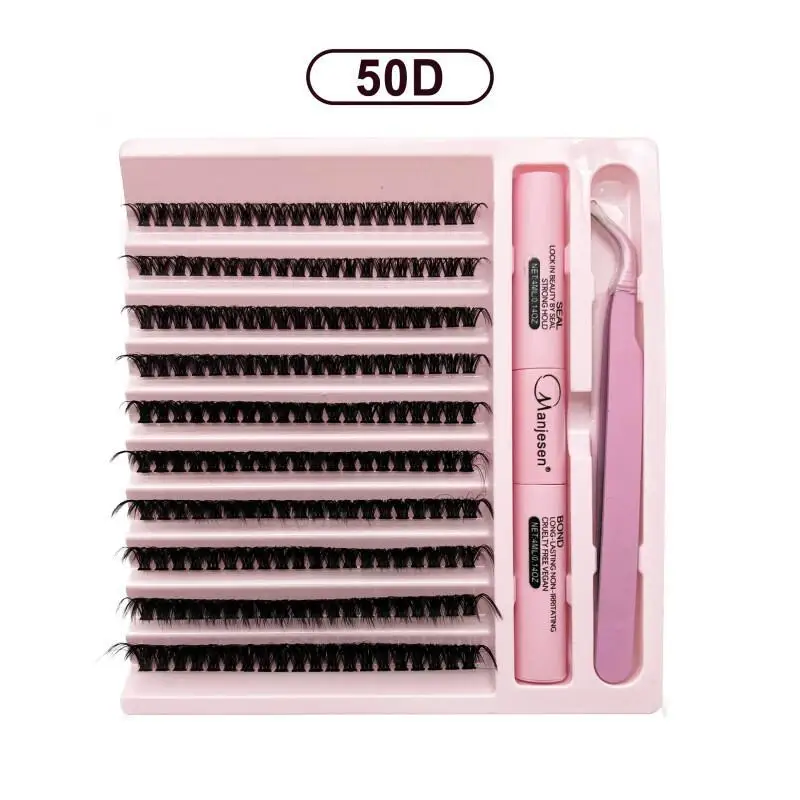 Kit DIY de Extensão de Cílios em Cluster, Cílios com Cola e Selante, Acessórios de Maquiagem