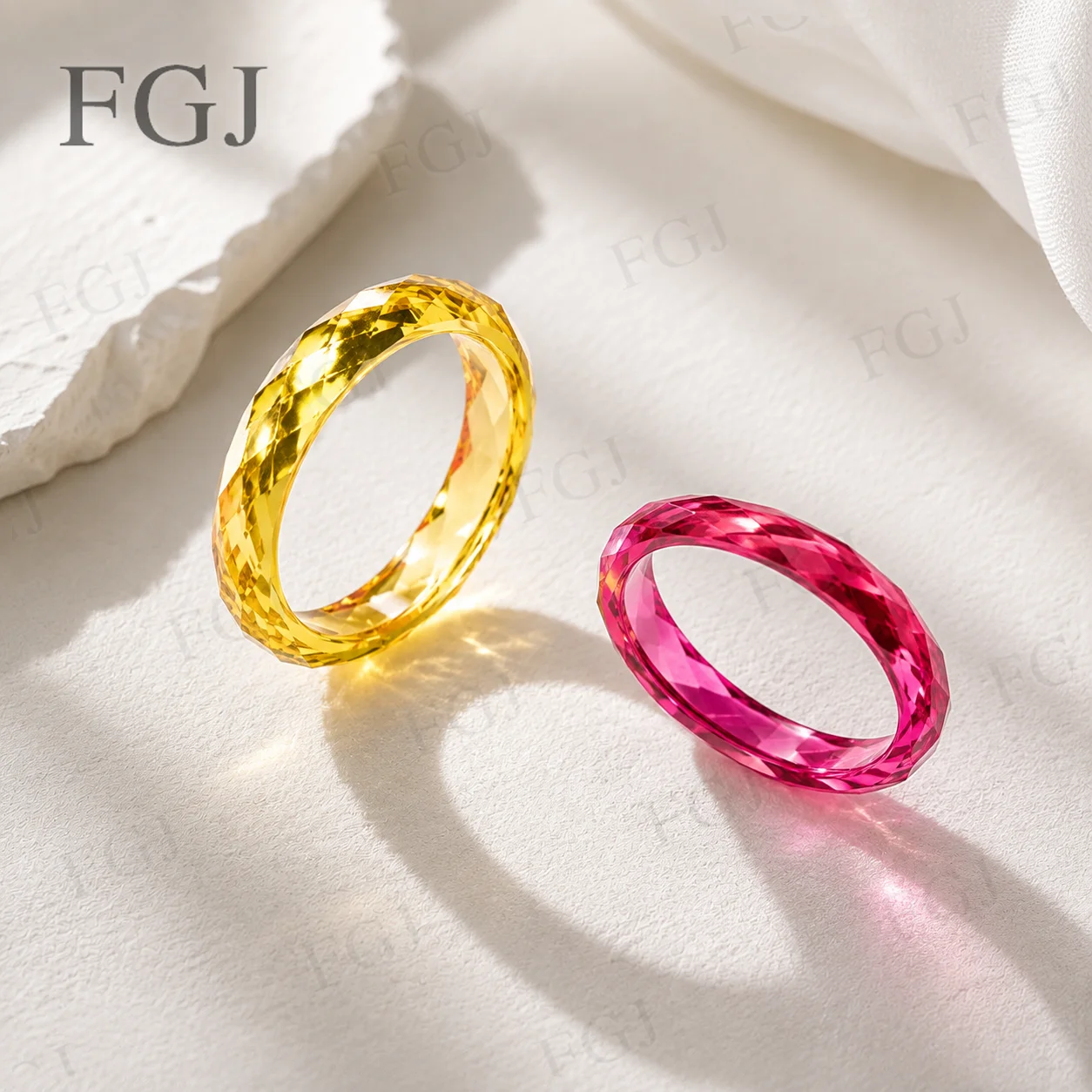 Lab Grown Ruby & Yellow Garnet Solid Gemstone Ring for Women Wedding Anniversary Gift Fine Jewelry AGL Certified
