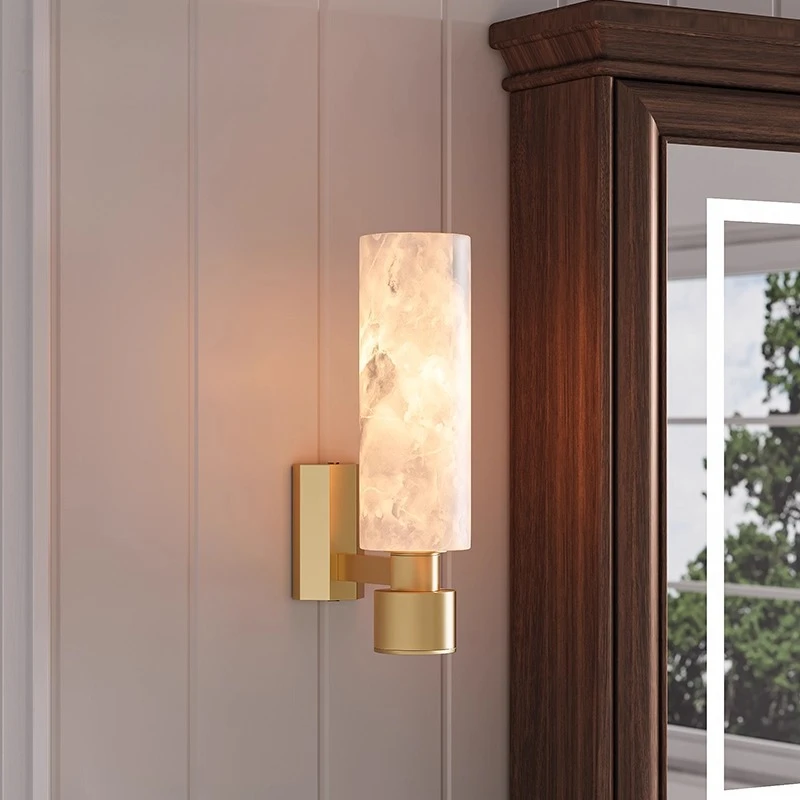 Spanish Marble Wall Lamp Entrance Washbasin Dressing Room Bathroom Corridor Balcony Brass Wall Lamp Hotel Customization LED