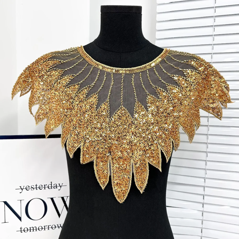 diy-刺繍メッシュスパンコールビーズアパレルとアクセサリー女性用フェイク取り外し可能な襟縫製用品とアクセサリー衣類