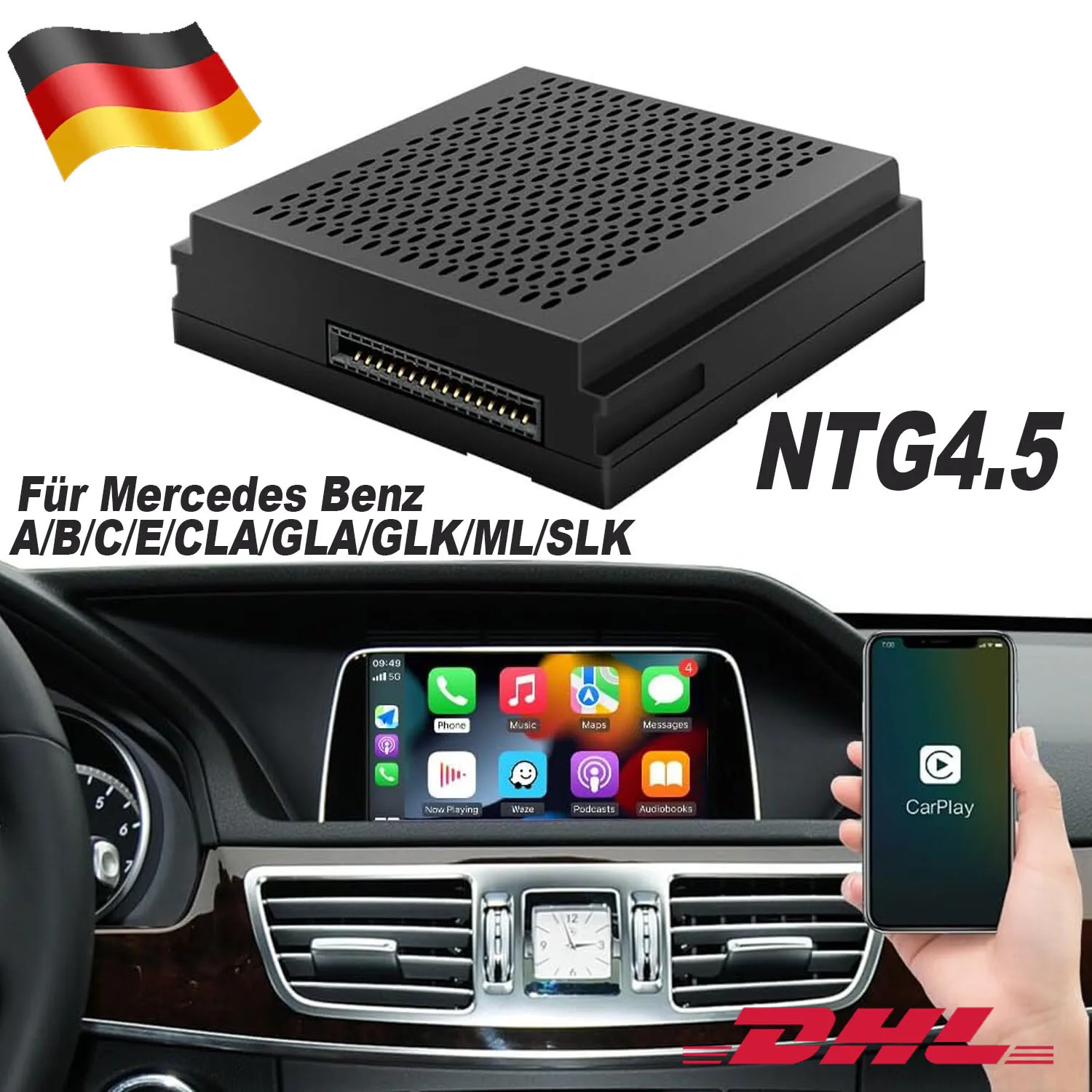 Wireless CarPlay Android Auto NTG 4.5 System 2011-2015 Mercedes Benz A B C E Class GLA CLA GLK SLK CLS W204 W176 W246 X204 C117