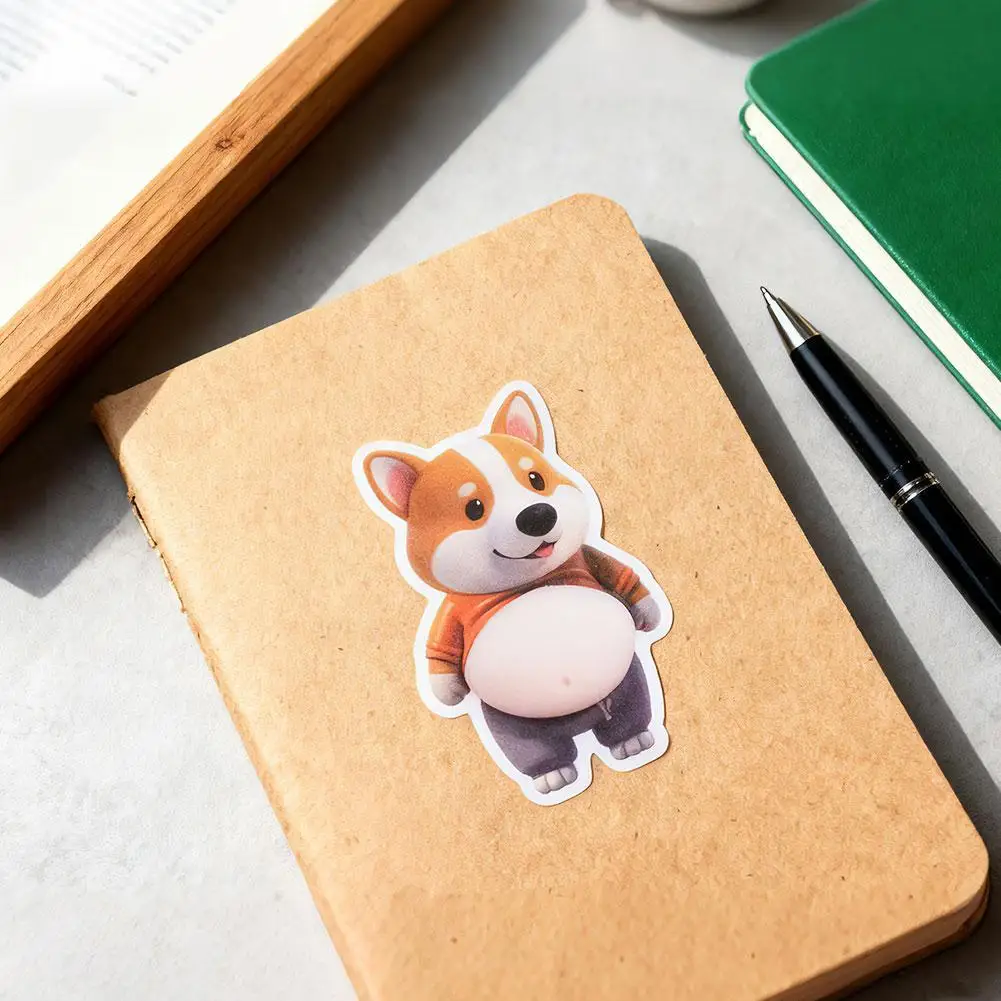 Cute Puppy 3D Puffy Stickers, Squeezeable 3D Soft Cute Belly Dog Stickers for Phone Case Notebook Scrapbooking DIY Decoration image 6