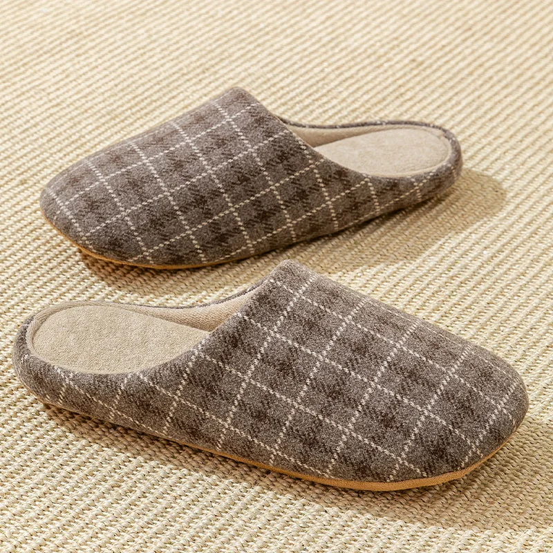 Männer Frühling Und Herbst Hause Stumm Hausschuhe Plaid Design Schlafzimmer Holz Boden Komfortable Weichen Boden Nicht-slip Stumm paar Stil – Detail 10