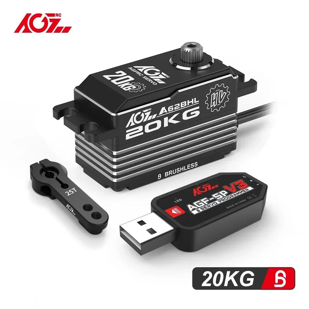 DrMas20KG A62BHL AGFRC Low Profile HV Steel Gears Programmable Brushless Servo For 1/10 1/18 Drift RC Car DIY Assembly Upgrading