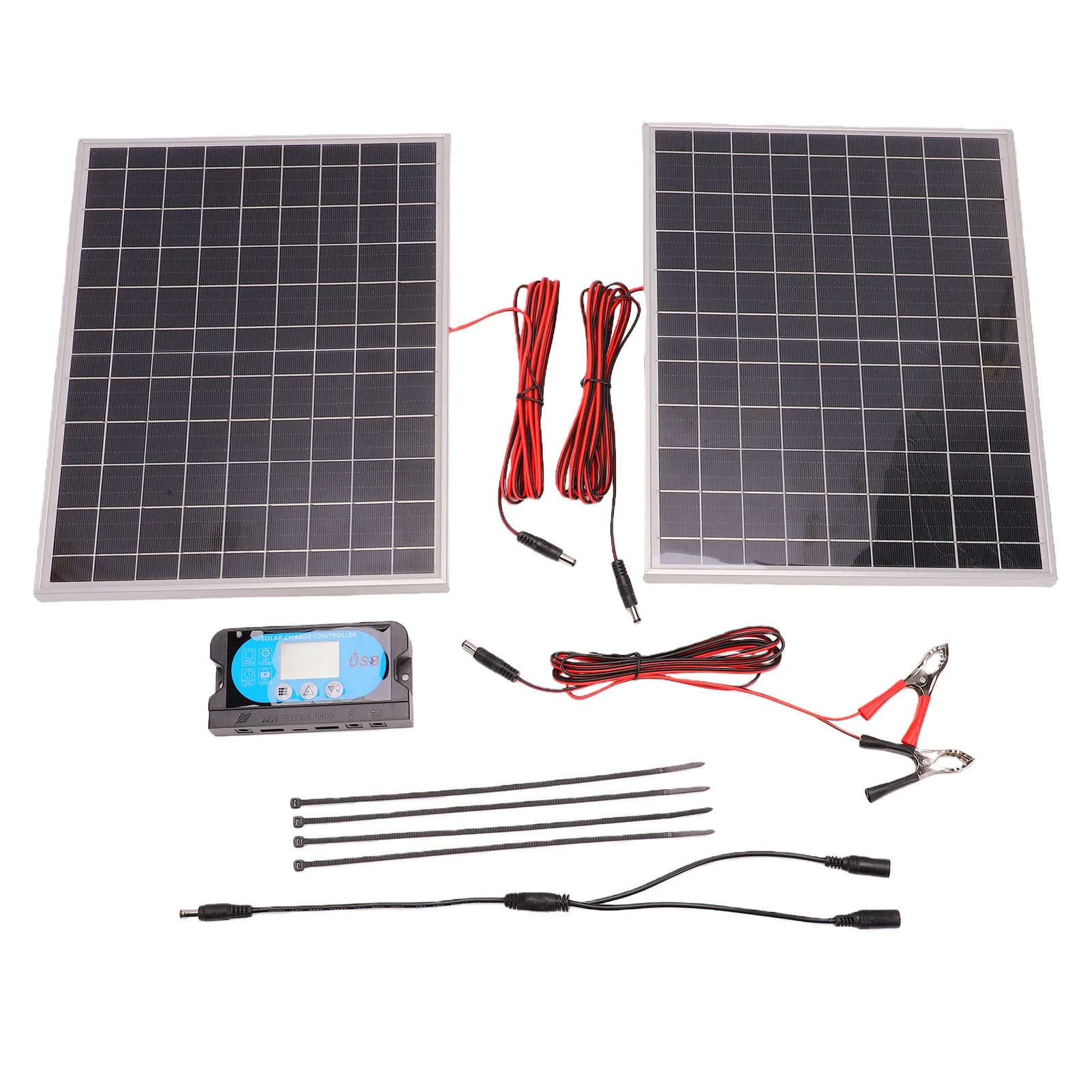 100W Solar Panel Kit with Controller 25% High Efficiency Monocrystalline PV Module for RV Boat Marine Trailer Farm Rooftop Home