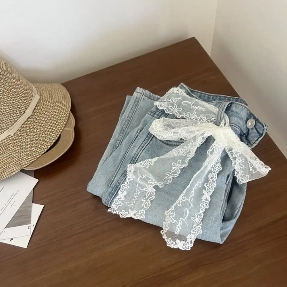 فريد Y2k حزام الخصر الدانتيل الطويل القوس الأزهار الدانتيل حزام الخصر رقيقة ربط فستان حزام الجينز الفتيات حار