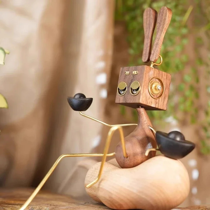 Black Walnut Rabbit Creative Decoration Desktop Living Room High Sense Niche Ornament Little Fairy God of Wealth