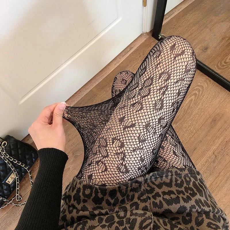 Gothic Tights Leopard Print Sexy Women's Printed Tight Design Black Hollow Stockings Fishnet Special Fashion Pantyhose Stocking