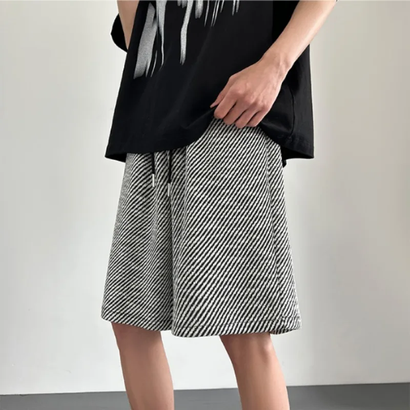 Men's Clothing Black Stripe Summer Loose Fit Straight Leg Casual Sporty Shorts Comfortable Breathable Quick Dry Lightweight