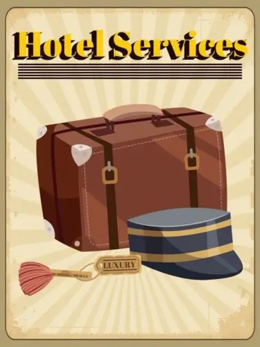 Hotel Services Vintage Retro Metal Sign
