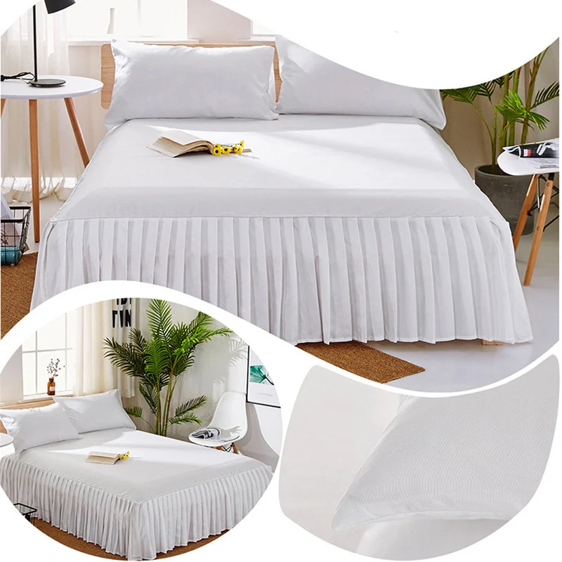 European Style Solid Pleated Queen Size Bed Spread Dust-proof Single Double Bedspread King Size Bed Cover Sheets Twin 150x200