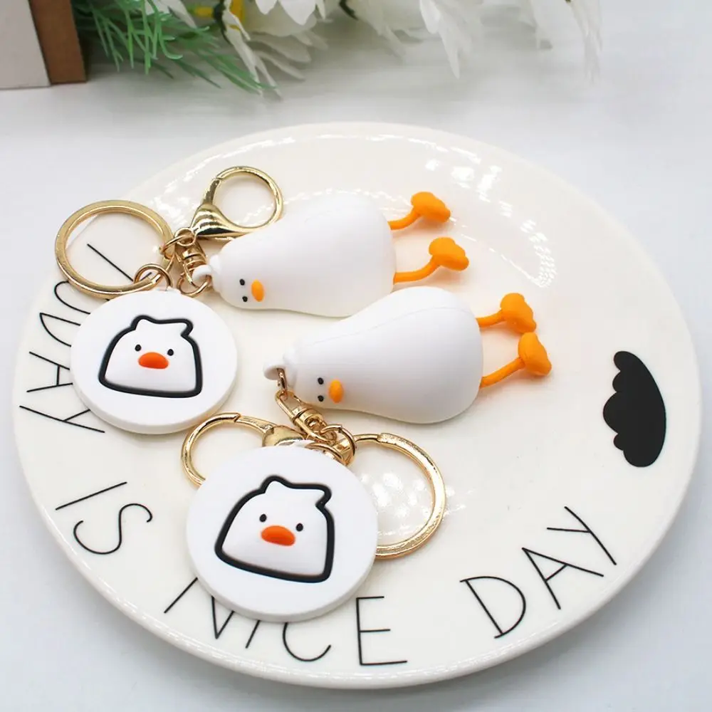 Bag Pendant Lying Down Duck Cartoon Lying Down Duck Keychain PVC Trinket Lying Duck Doll Keyring Cartoon Ins Pendant Accessories