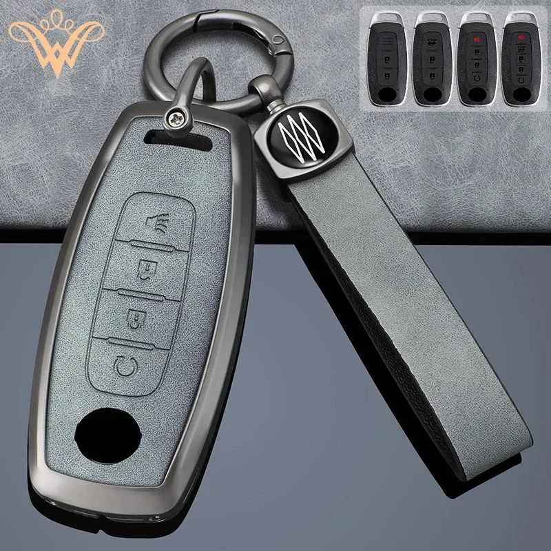 

Zinc Alloy + Leather Car Key Case For Nissan Leaf Juke Micra Qashqai J11 X-Trail T32 Tiida Pathfinder Versa Note Patrol 2022+