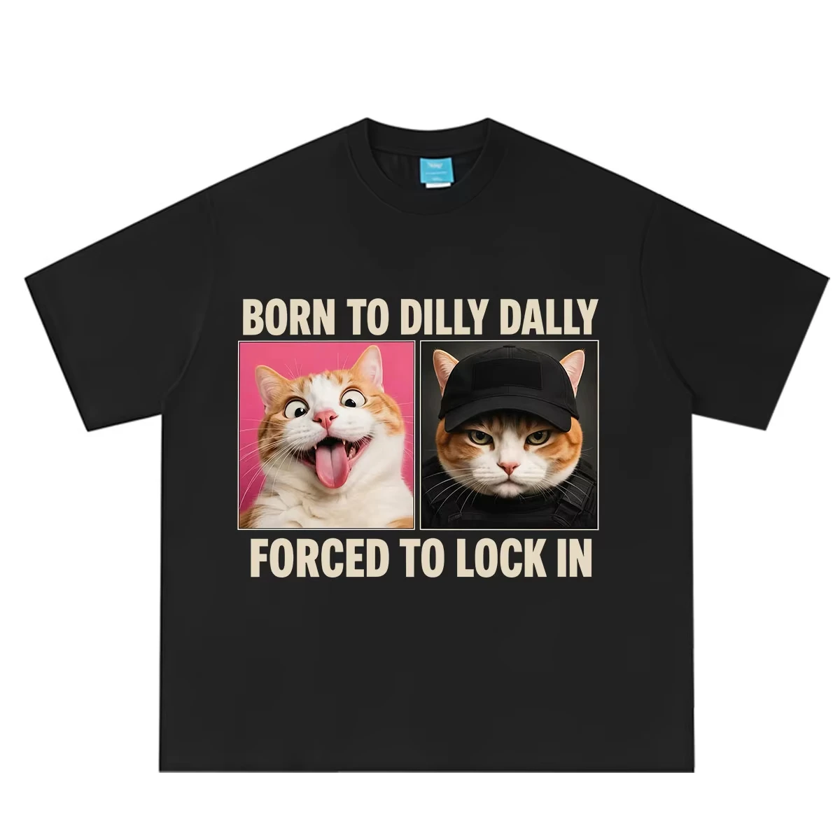 Born To Dilly Dally Forced To Lock in Funny Meme Meme T-Shirts Men's Women Fashion T-Shirt Oversized Cotton Summer Loose T-shirt