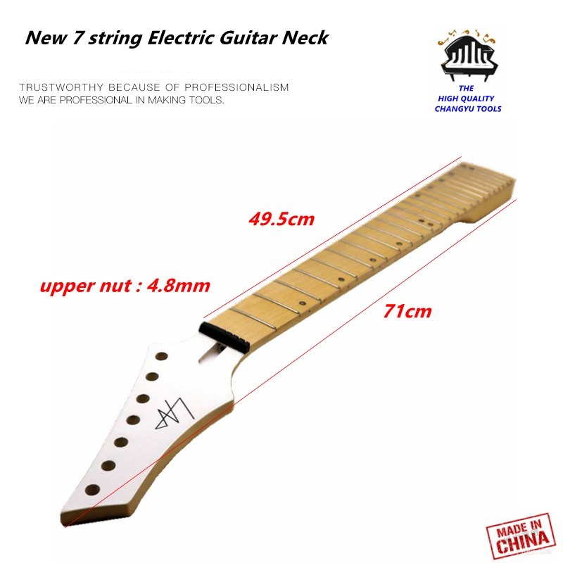 Electric Guitar Maple Neck Assembly, 7 Strings, DIY, 24 Fret, New, 7 Strings