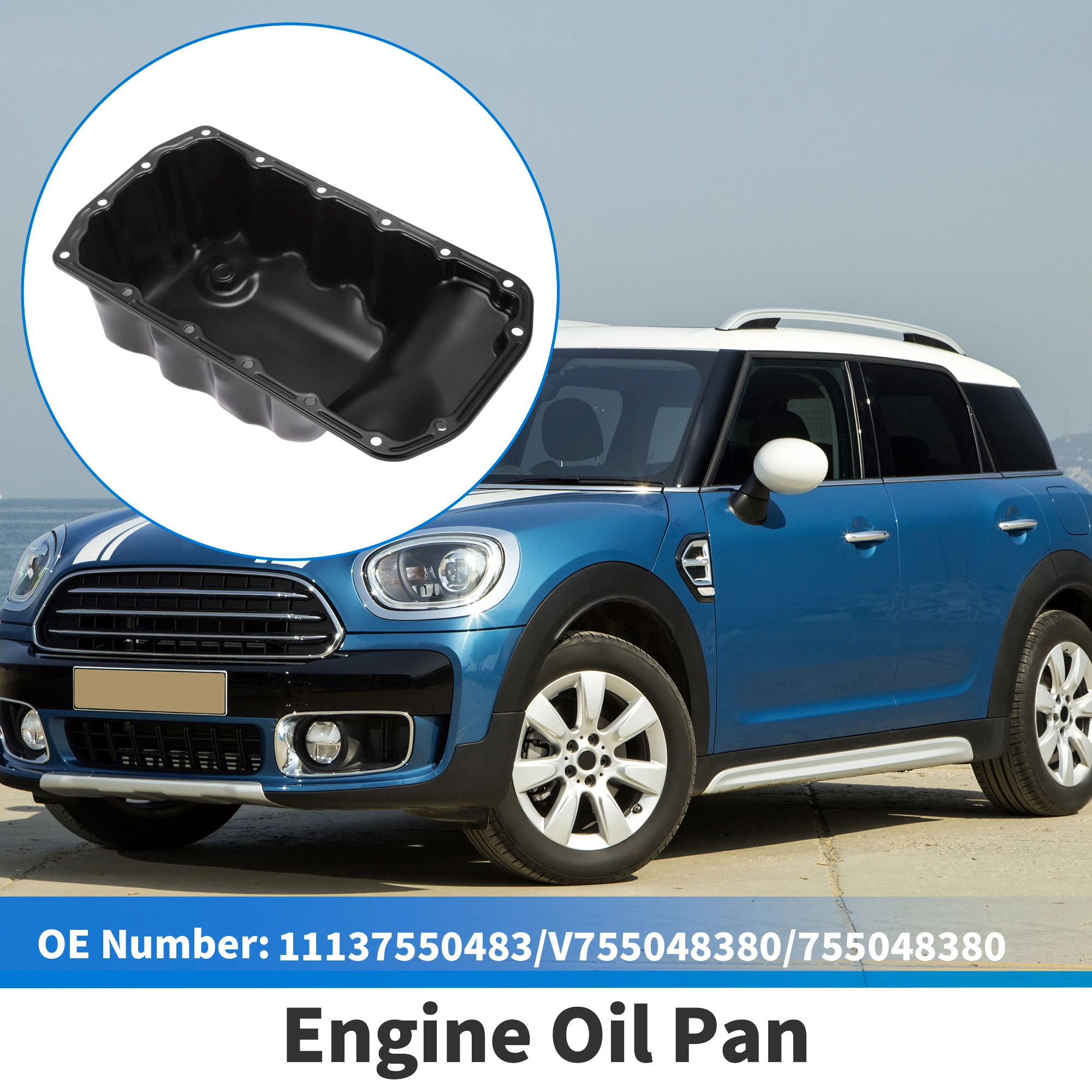 

Motoforti 1 Pc No.11137550483 Engine Oil Pan for Mini Cooper 2007-2015 Steel Black