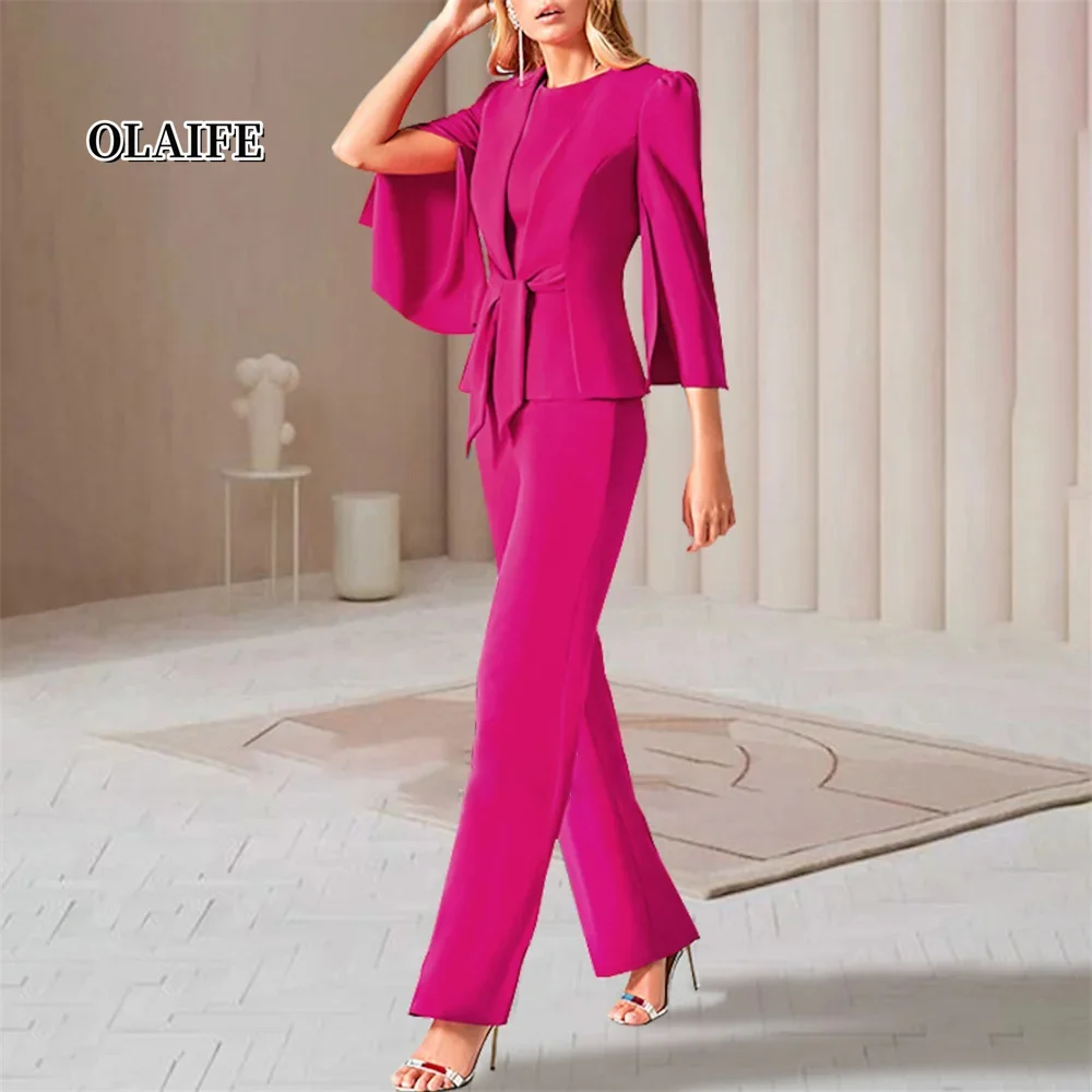 Elegant Jewel Neck Mother Of The Bride Dress Jumpsuits Two Piece Ankle Length Formal Dresses Vestidos Mae Da Noiva Casamentos