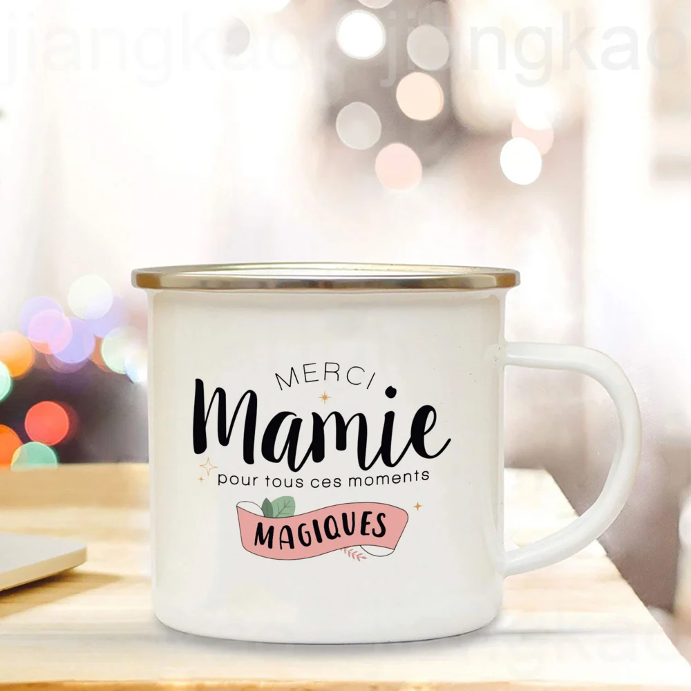 Thank You Grandma for All These Magical Moments Print Enamel Mug Outdoor Cup Drink Coffee Cups Holiday Birthday Gift for Grandma