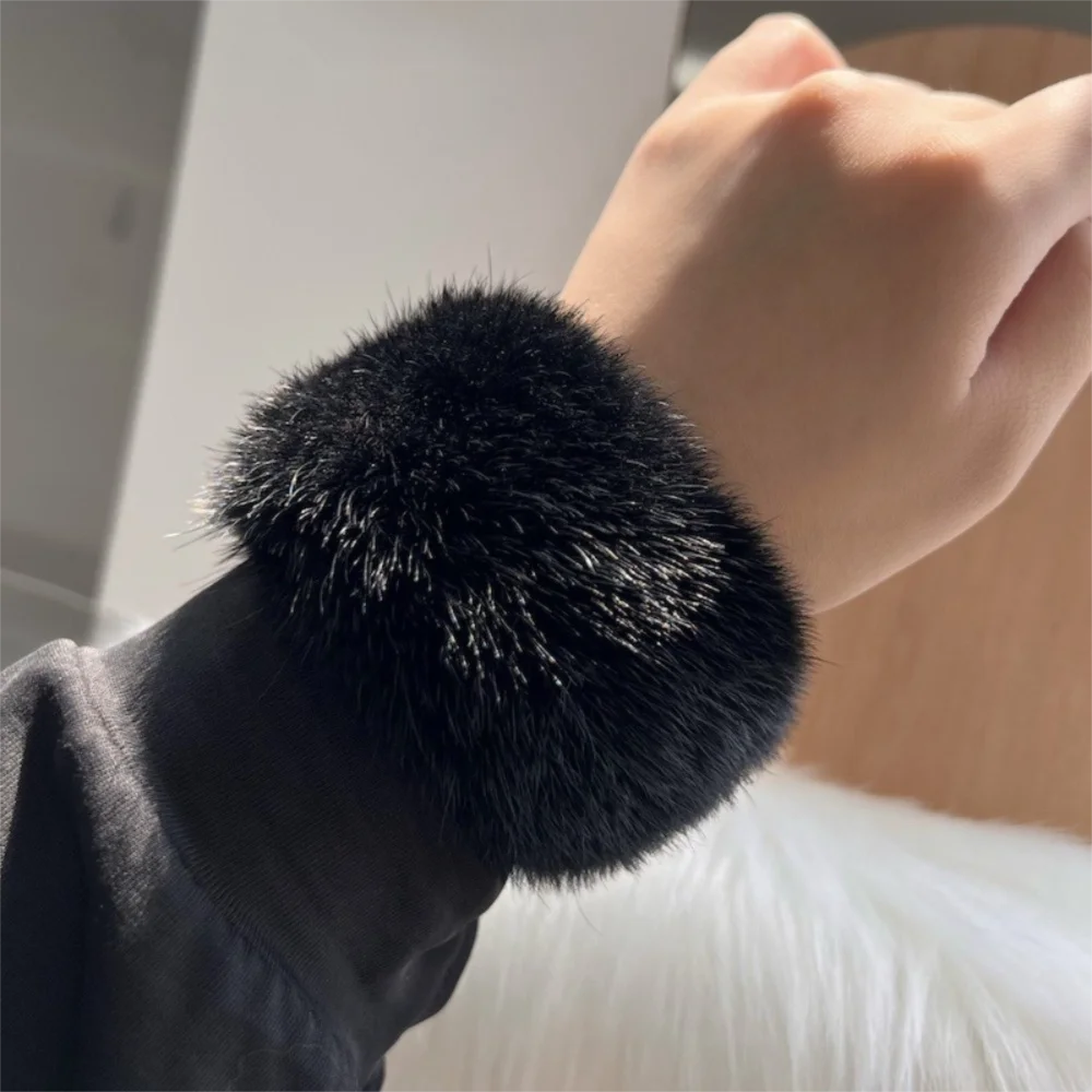 Creative Cute Mink Fur Cuffs Warm Hand Arm Warmer Wristbands Accessories