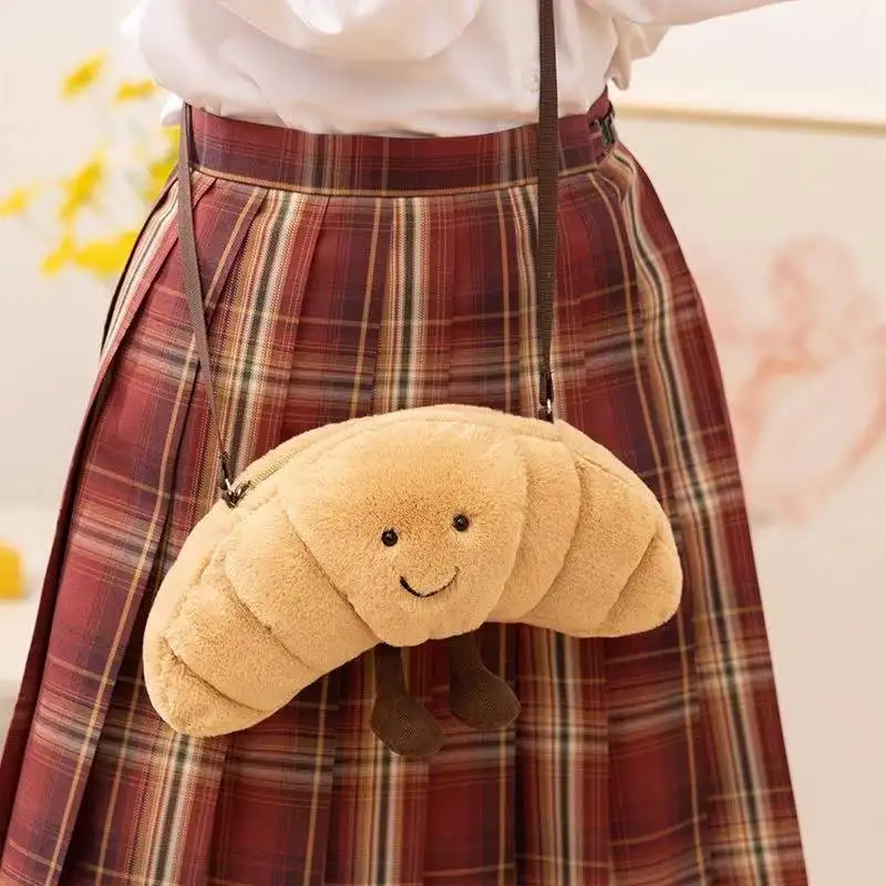 Najnowszy kroissant JC w torbie na kubek, kawaii pluszowa zabawka, lalka, kreskówka, anime, uroczy prezent urodzinowy dla dzieci, zabawna lalka.