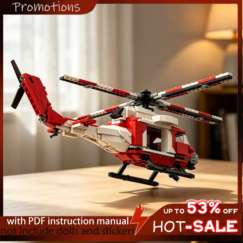 615PCS MOC City Firefighting Helicopter With Ground Support Rescue Vehicle Model Building Blocks DIY Assembly Gifts for Adults
