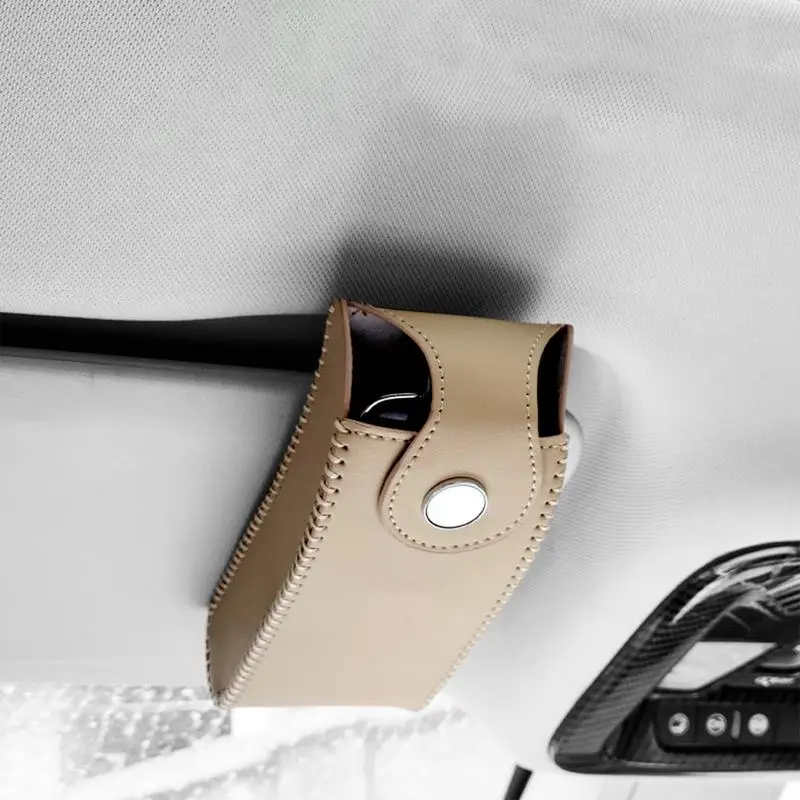 Visor Clip Sunglasses Case Sunglass Holder For Car Visor Non-destructive Installation Glasses Holder Clip Artificial Leather