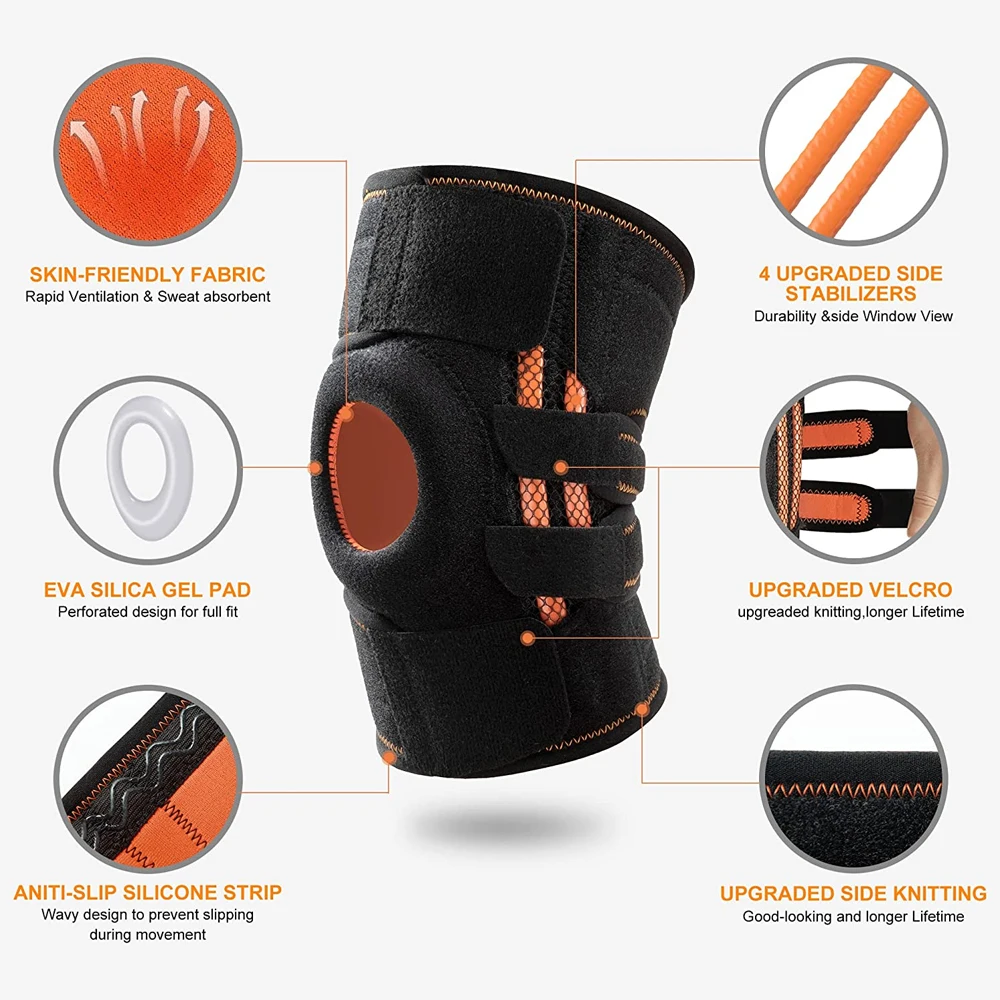1PCS Knee Brace with Side Stabilizers & Patella Gel Pads for Maximum Knee Pain Support & Fast Recovery for Men Women Arthritis