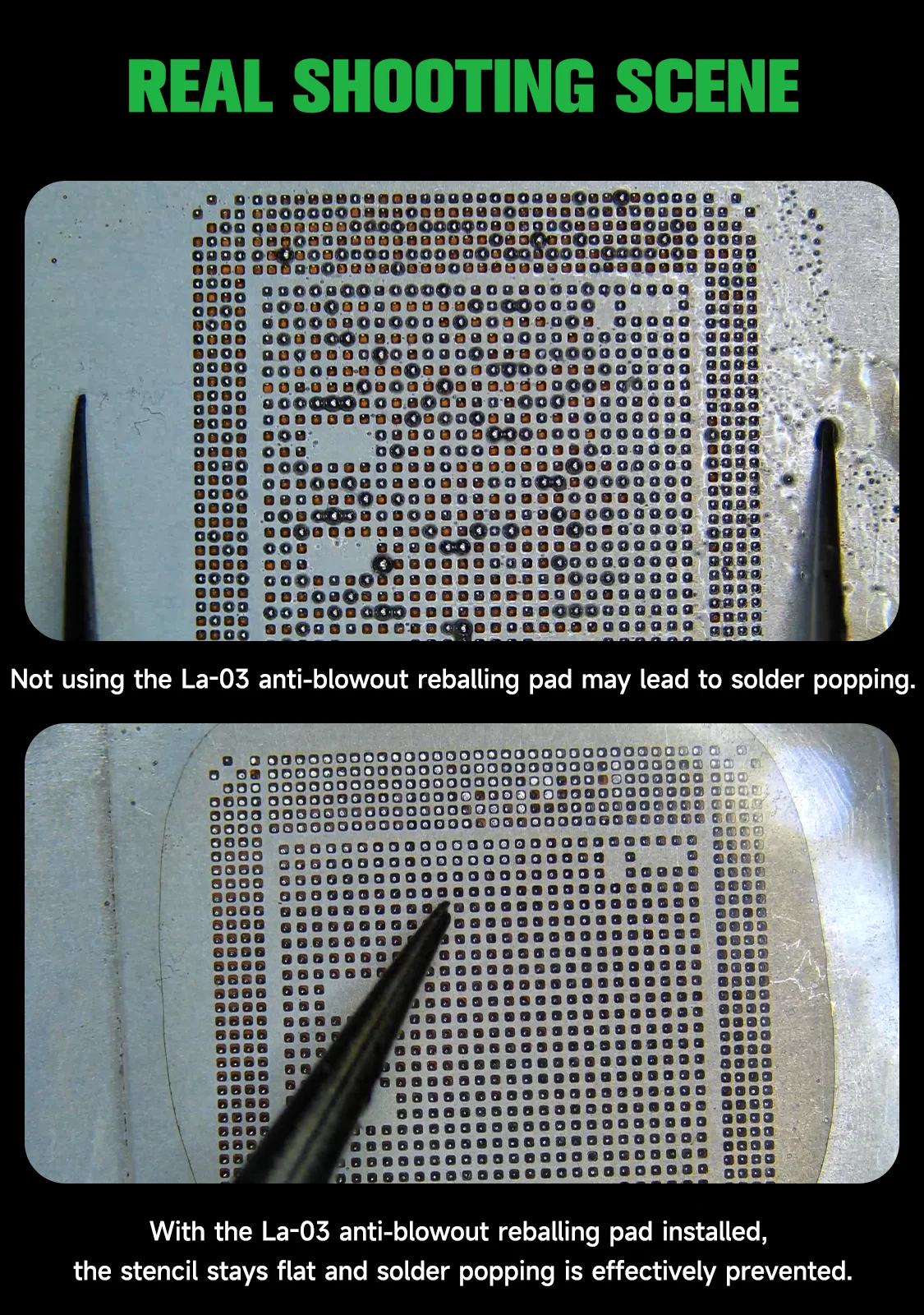 MECHANIC La-03 Anti Blowout Reballing Pad 20x20mm White Glass BGA Solder Ball Reballing Pad for CPU Chip Phone Repair