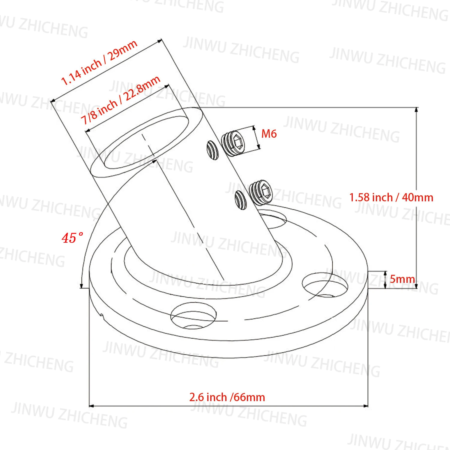 4 Pcs 22mm/25mm 60° Boat Handrail Round Base Fitting Tube Pipe Boat Deck Hand Railing Marine Grade Stainless Steel 316