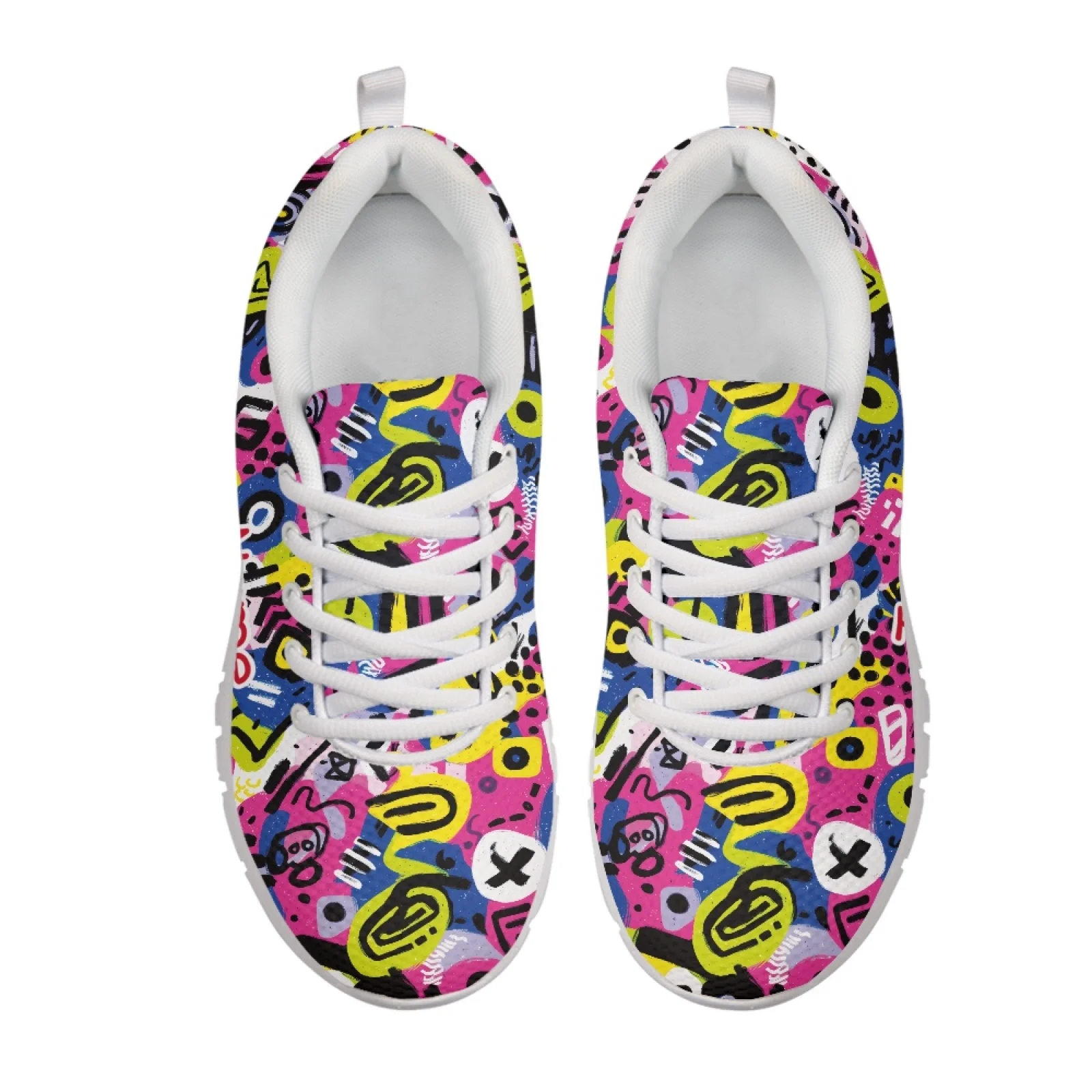 Coloranimal Abstract Graffiti New Trend Athletic Sneaker Tennis Shoes for Women Lace Up Walking Sneakers for Lady