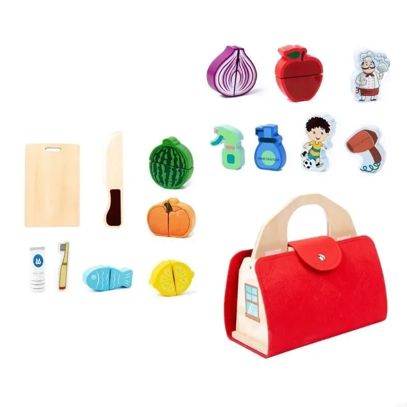 Cutting Play Fruit Vegs Kitchen Playset Kids Fine Motor Skill Pretend Toy Parent-Kids Activity Toy Kitchen Play Toy 15UB