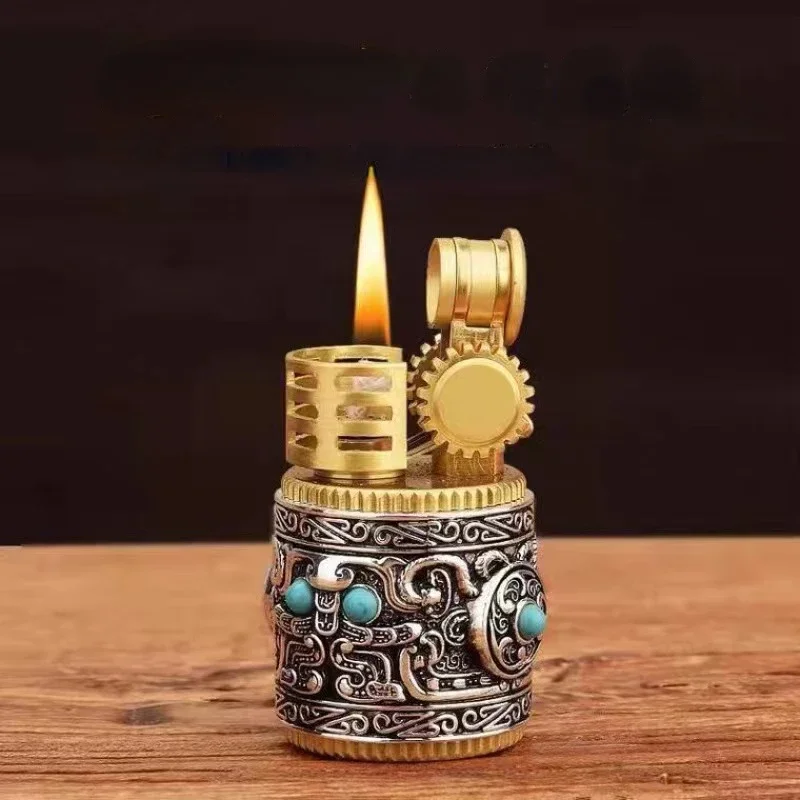 CHIEF Brand Kerosene Lighter Collectible Silver Armor Fun Portable Retro Creative Windproof Smoking Accessories Mens Gift