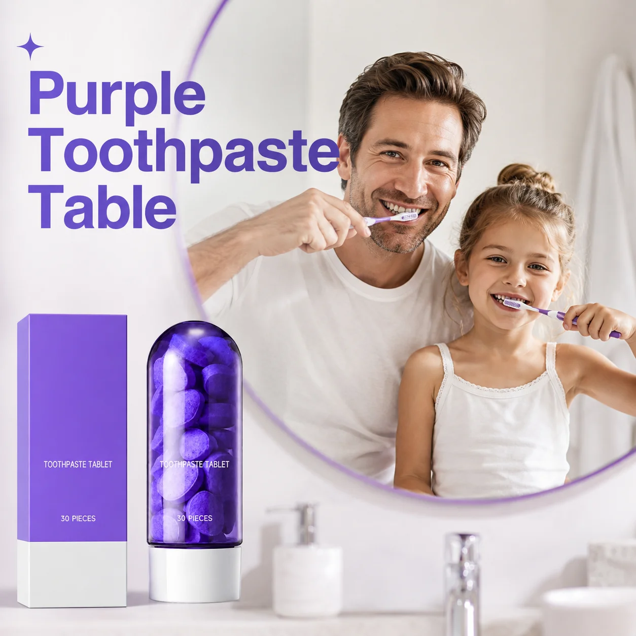 Whitening Purple Chewable Toothpaste Tablets Fresh Breath Improve Teeth Yellowing Remove Plaque Outdoor Travel Toothpaste Tablet