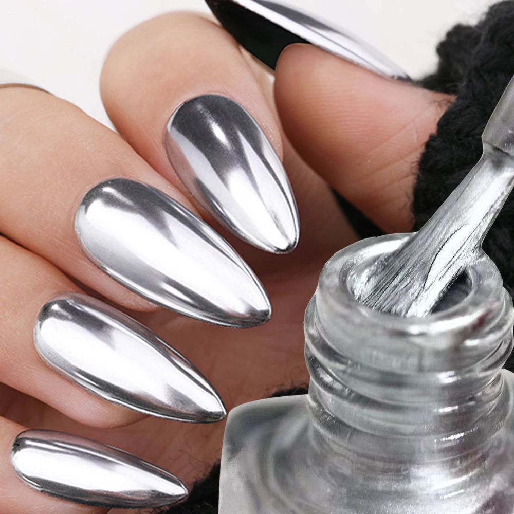 12-Farben-Spiegellack, einfach zu verwenden, schnell trocknend, Metallic-Silber, Lila, Roségold, Nagellack, semi-permanente Nageldekorationen