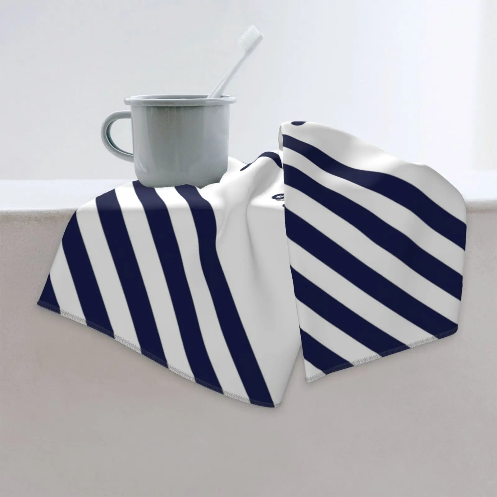 Nordic dark blue sailing series rudder household bathroom towel hotel towel bathroom microfiber towel 40*70 can be customized