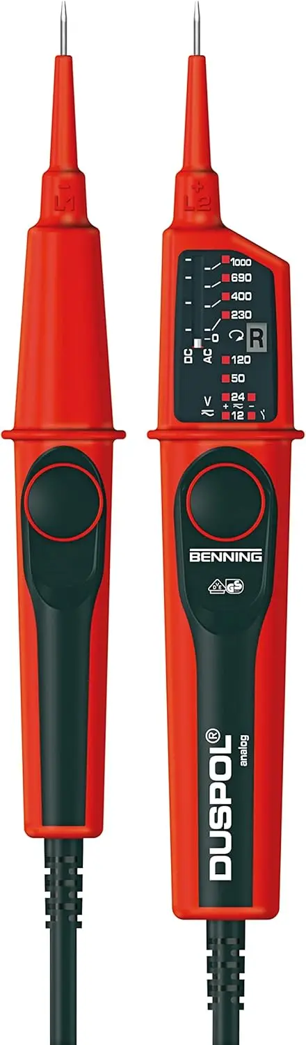 ENNING DUSPOL Analog. Spannungsprüfer (mit Tauchspul-Anzeige, Spannungsbereich 12 V - 1000 V AC/DC, Prüftyp 2-polig, I)