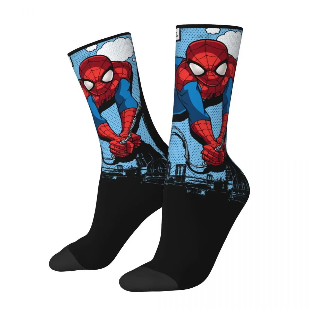 Spider Man Meanwhile Comic Panel Socks for Girl Super Soft Funny Happy Spiderman Socks Novelty Merch Middle Tube Stockings