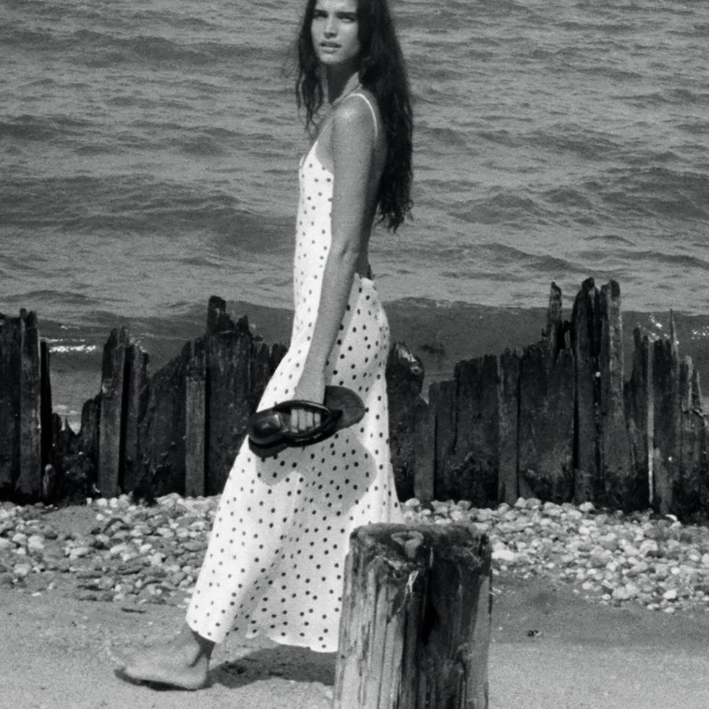 Sommer Damen Bal Splice Design V-Ausschnitt Polka Dot Seidensatin Midi Dr Hohe Taille A-Linie Rock Svel Kleid