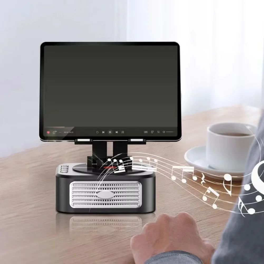 Portable Speaker Phone Speaker Stand Anti-Slip Base Flexible Rotation Mechanism Adjustable Phone Speaker Stand Black Office Desk