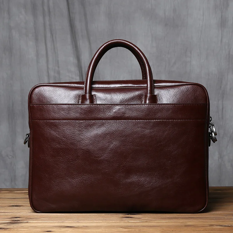 NZPJ Echtes Leder Herren Aktentasche Vintage Natürliche Rindsleder Handtasche Große Kapazität Umhängetasche Lässige Mode Computer Tasche – Detail 6