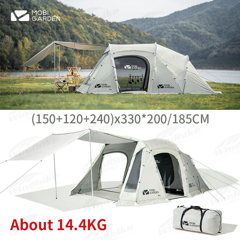 

MOBI GARDEN Camping Tent 3-4 Persons Large Space 150D Oxford Cloth Waterproof Double Door Self Supporting Portable Hiking Tent