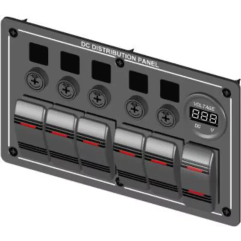 STTL 3P ON-OFF Red Light LED Car Boat Marine 12V Voltmeter  Power Socket Rocker Switch Panel