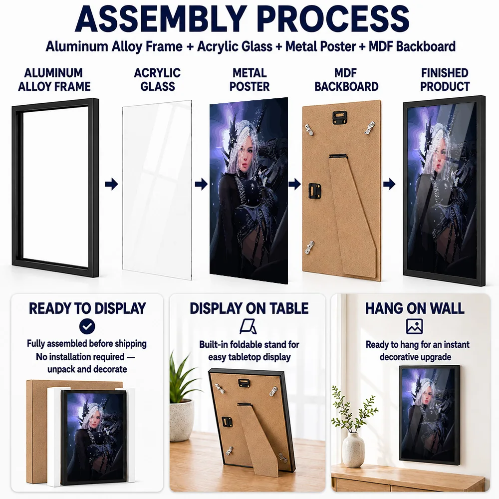 Black Desert Character Game Framed Aluminum Metal Poster Customized Hero Tribute Wall Art Created For Players To Style Studio