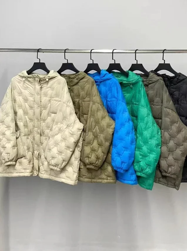 سترة فضفاضة على شكل بطة بيضاء لشتاء 2025 سترة نسائية جديدة بغطاء للرأس #5