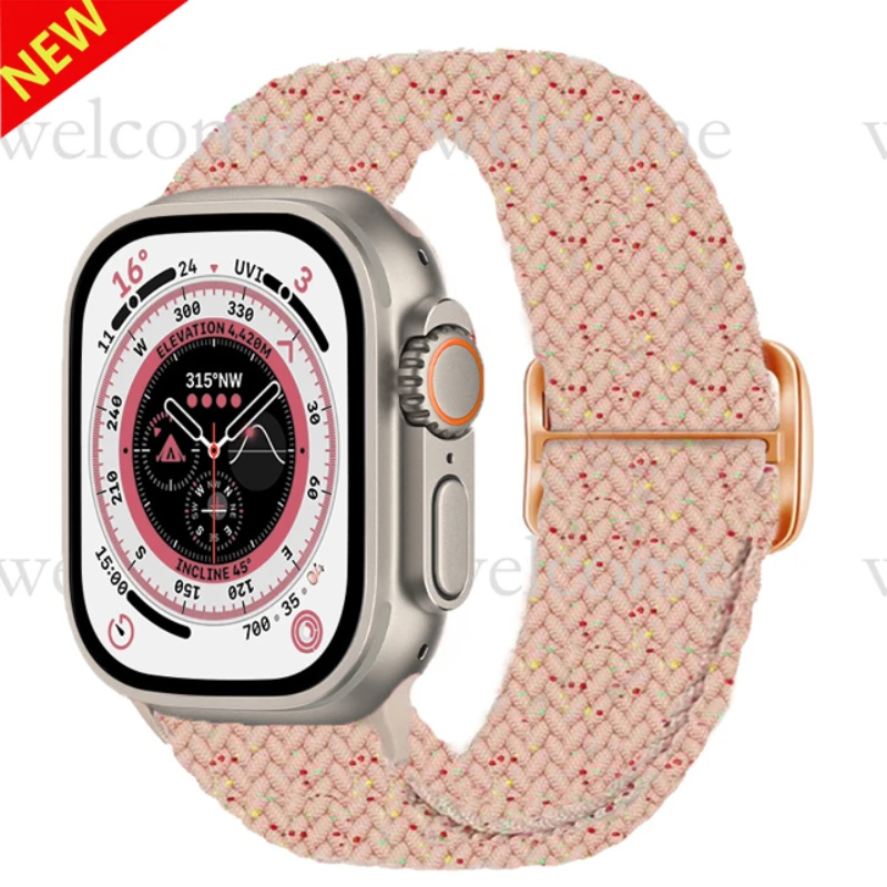 Correa de nailon para Apple watch 10, 46mm, 42mm, Ultra 2, 49mm, 9, 8, 7, 45mm, 41mm, banda ajustable transpirable para iwatch 6, 5, 4, 3, SE, 44mm,