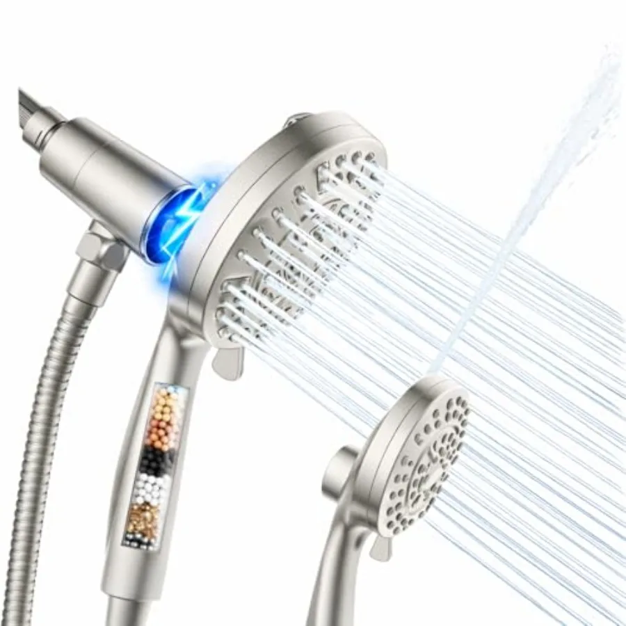 

Handheld Shower Head with Filter High Pressure 10-Spray-Mode Detachable Shower Head with 60-Inch Hose Powerful Hand Held Shower