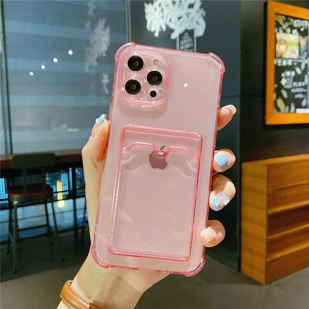 Transparente Kartensteckplatz-Taschenhalter-Hülle für iPhone 13 11 12 14 15 Pro Max Mini X XS XR SE 7 8 Plus Klare, stoßfeste Brieftaschenhülle – Detail 15