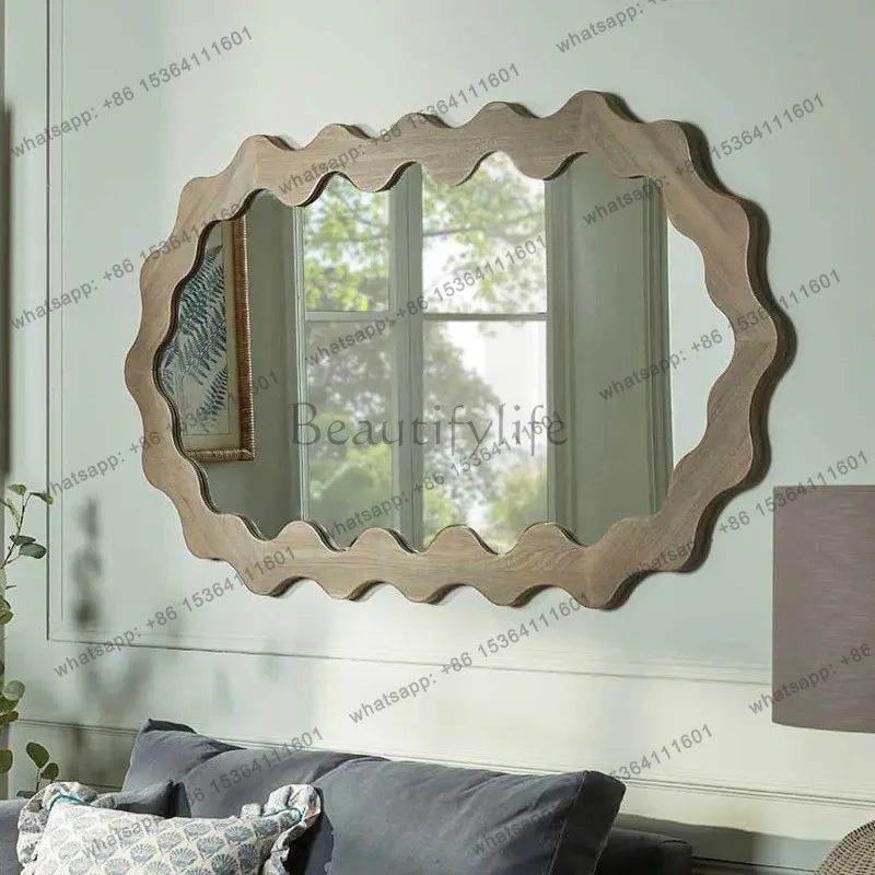 European irregular wall-mounted full-length mirror in the ancient style wave home