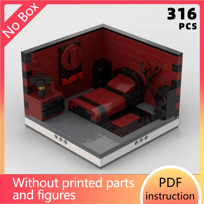 الطوب الهزلي الشهير ديوراما كتل غرفة النوم الفائقة مشهد غرفة المنزل Moc المشجعين الميتين هدية الحاضر لعبة كرتونية ملحق فيلم MovieChr