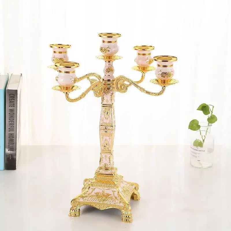 Manufacturer five heads retro alloy luxury candle holder ornament hotel home wedding props candle holder candle holder